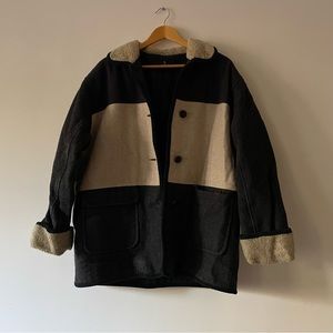 Vintage Jacket with Sherpa Details Blue and White
